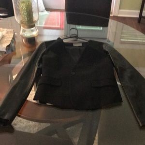 Black blazer with leather sleeves
